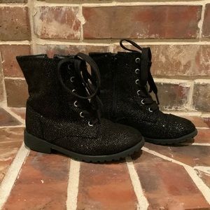 Like New Sparkle Glitter Black Combat Boots